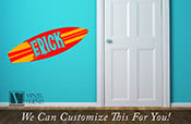 Surf board custom name Eric strips 2 color - wall decor vinyl decal lettering beach and nautical theme 2427
